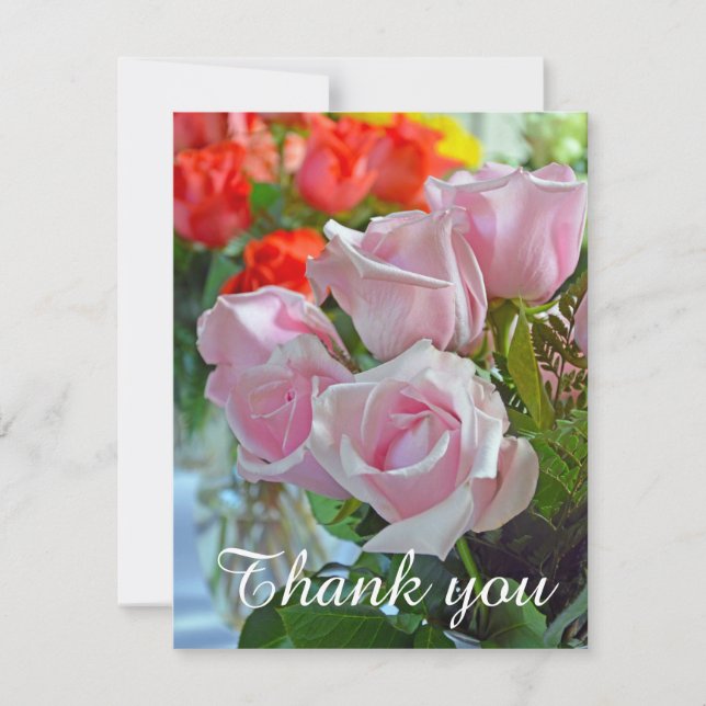 Tarjeta De Agradecimiento Rosas rosas rosas, gracias (Anverso)