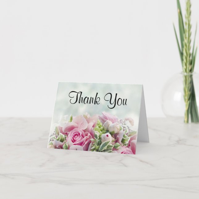 Tarjeta De Agradecimiento Rosas rosas rosas y peony Buds Elegantes simples G (Anverso)