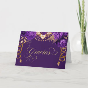 Tarjeta De Agradecimiento Rosas Royal Purple Elegant Charro Español Occident
