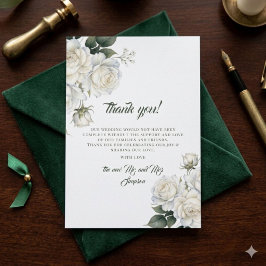 Tarjeta De Agradecimiento Rosas Sage Floral Elegante Boda