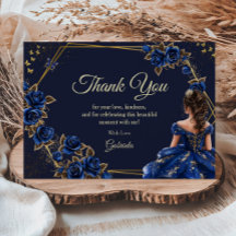 Rosas Tiara Dorada Azul Marino Quinceañera