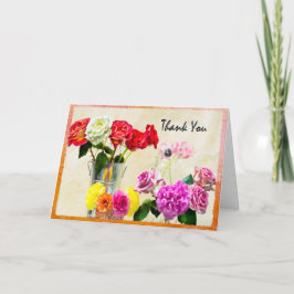 Tarjeta de agradecimiento Rosas, Tulipanes y Peoní