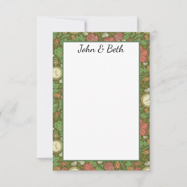 Tarjeta De Agradecimiento Rosas victorianos de bolsillos de Steampunk (Anverso)