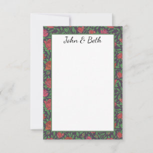 Tarjeta De Agradecimiento Rosas victorianos góticos y perfectos rojos y fucs