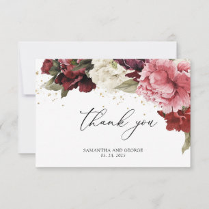 Tarjeta De Agradecimiento Rosas vintage bohemias flores peonías románticas