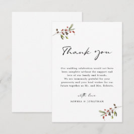 Tarjeta De Agradecimiento Rosas y Pine Modern Calligraphy Simple Boda