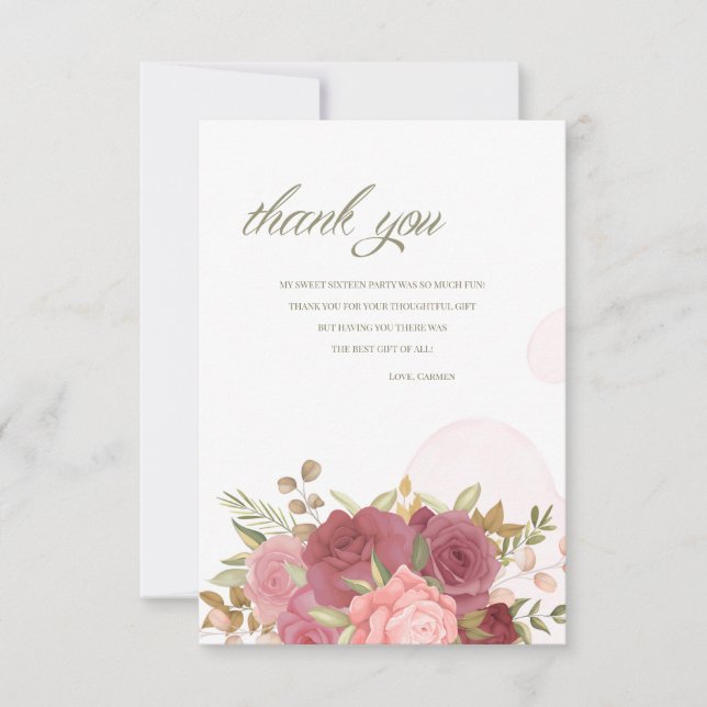 Tarjeta De Agradecimiento Rose Bouquet Thank You Card (Anverso)