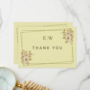Tarjeta De Agradecimiento Rose Frame – Boda Monograma Celestial Amarillo