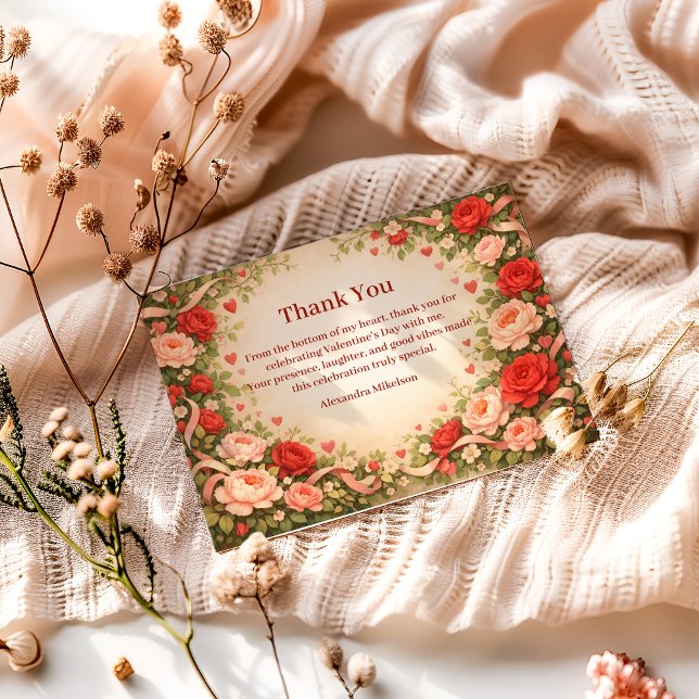 Tarjeta De Agradecimiento Rose Garden Valentine Party (Subido por el creador)