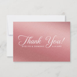 Tarjeta De Agradecimiento Rose Gold Gradient Modern Minimalist Wedding