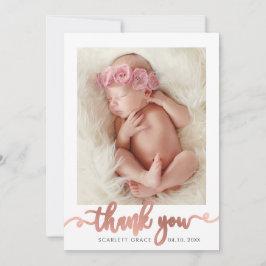 Tarjeta De Agradecimiento Rose Gold Script texto superpuesto moderno foto be