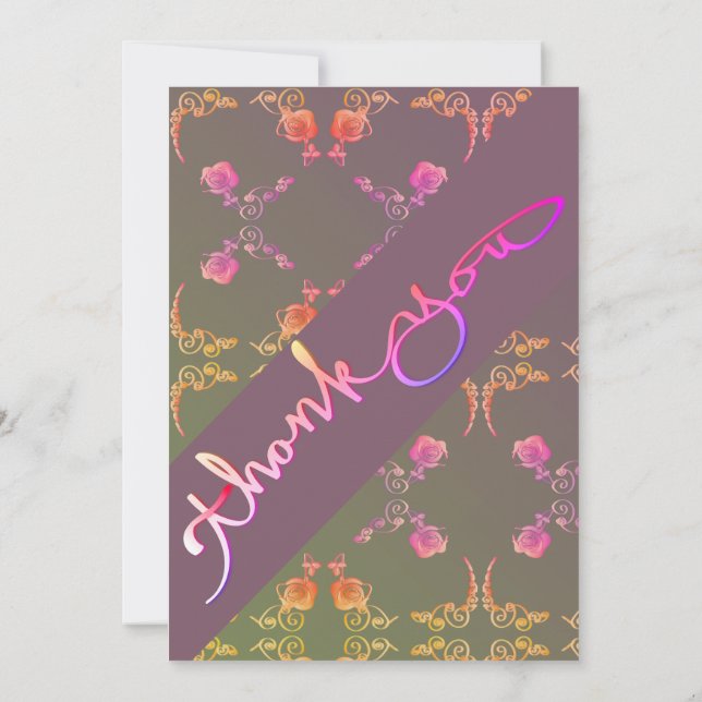 Tarjeta De Agradecimiento Rose Hearts Papelería   (Reverso)