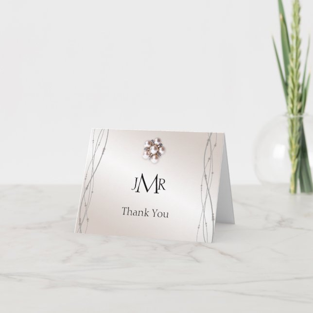 Tarjeta De Agradecimiento Rose Pearl y Puntos 30 Aniversario Gracias (Anverso)