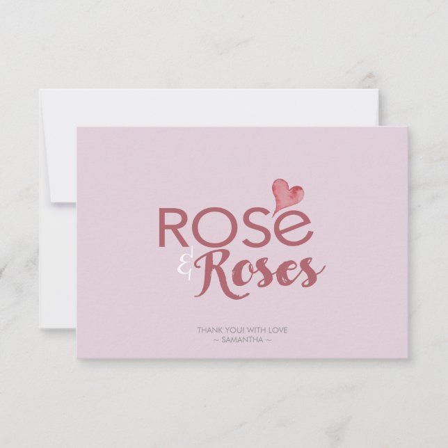 Tarjeta De Agradecimiento Rosé y los Rosas Valentine Gracias (Anverso)