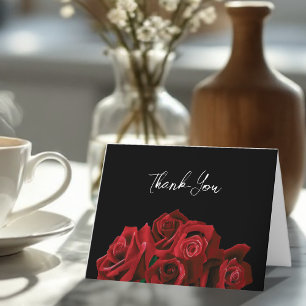Tarjeta De Agradecimiento Roses rojos blancos elegancia negra eterna