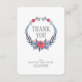 Tarjeta De Agradecimiento Roses rojos de color de agua floral de Boho | Grac