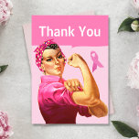 Tarjeta De Agradecimiento Rosie the Riveter Vintage Breast Cancer<br><div class="desc">Tarjeta de agradecimiento para la conciencia sobre el cáncer de mama.</div>
