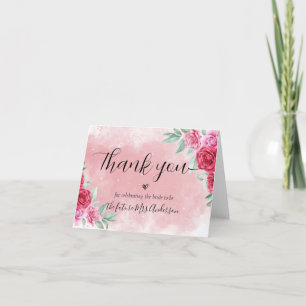 Tarjeta De Agradecimiento Rosy Pink Rubor Minimal Script Shower