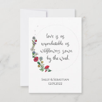 Tarjeta De Agradecimiento Rótulo Boda de flores, cita de amor