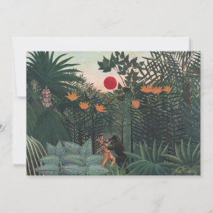 Tarjeta De Agradecimiento Rousseau - Paisaje Tropical, Indio y Gorila