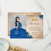 Royal Azul y Dorado Quinceañera Foto Cumpleaños