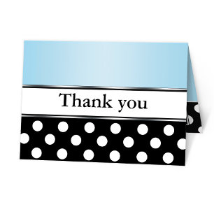 Tarjeta De Agradecimiento Royal Black Polka Dot Blue Gracias Cartas