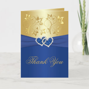 Tarjeta de agradecimiento Royal Blue and Gold Flor