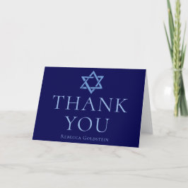 Tarjeta De Agradecimiento Royal Blue Bar Mitzvah Star of David Personalizado