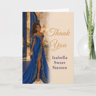 Tarjeta de agradecimiento Royal Blue Gold Sweet Si