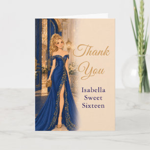 Tarjeta de agradecimiento Royal Blue Gold Sweet Si