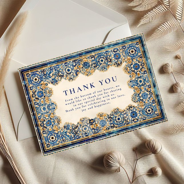 Tarjeta De Agradecimiento Royal Blue Islamic Wedding (Subido por el creador)