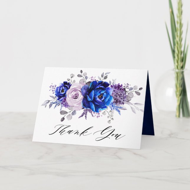 Tarjeta De Agradecimiento Royal Blue Lilac Purple Bridal Shower (Anverso)