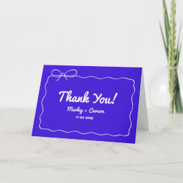 Tarjeta De Agradecimiento Royal Blue Modern Hand Lettered Boda