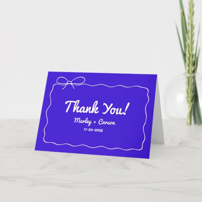 Tarjeta De Agradecimiento Royal Blue Modern Hand Lettered Boda (Anverso)