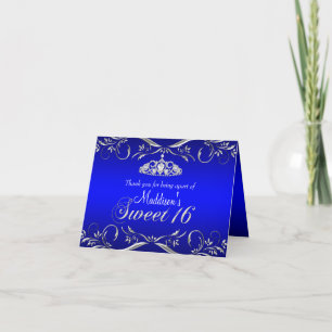 Tarjeta de agradecimiento Royal Blue & Silver Tiar