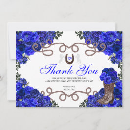 Tarjeta De Agradecimiento Royal Blue Western Charra Quinceanera Gracias