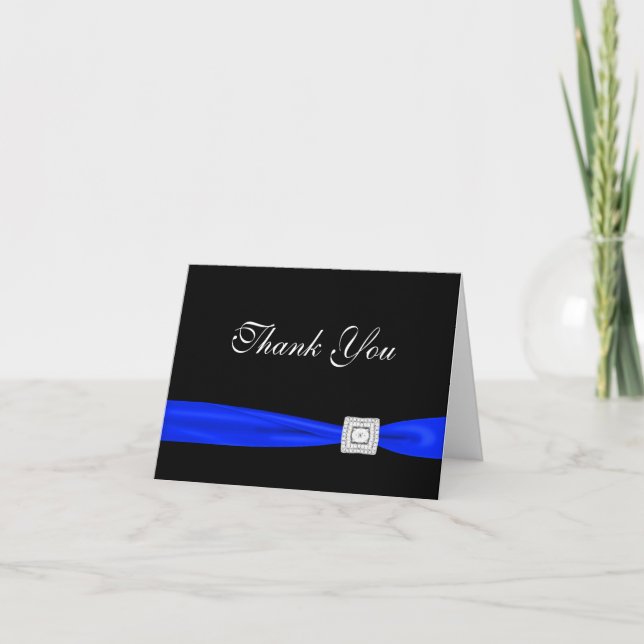 Tarjeta De Agradecimiento Royal Navy Blue Black Gracias Cartas (Anverso)