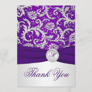 Tarjeta de agradecimiento Royal Purple and Silver