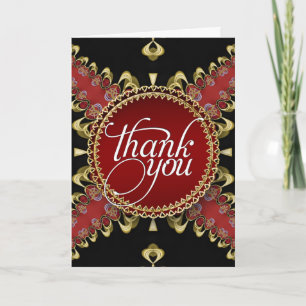 Tarjeta De Agradecimiento Royal Red Gold Lace Gracias A Las Cartas