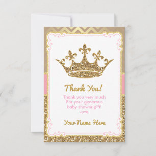 Tarjeta De Agradecimiento Royal Thank You Card Purpurina Crown