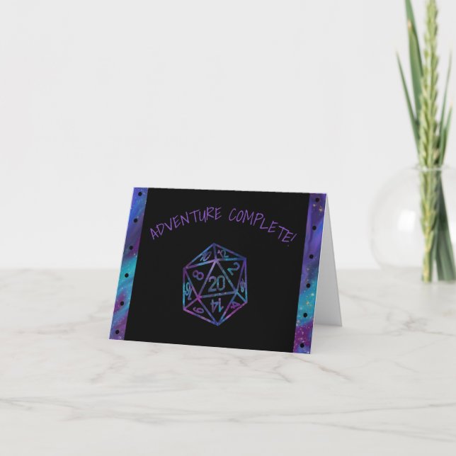 Tarjeta De Agradecimiento RPG Dice | Nebula Fantasy Tabletop PnP Gamer Photo (Anverso)