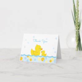 Tarjeta De Agradecimiento Rubber Ducky Baby Shower Gracias azul y amarillo