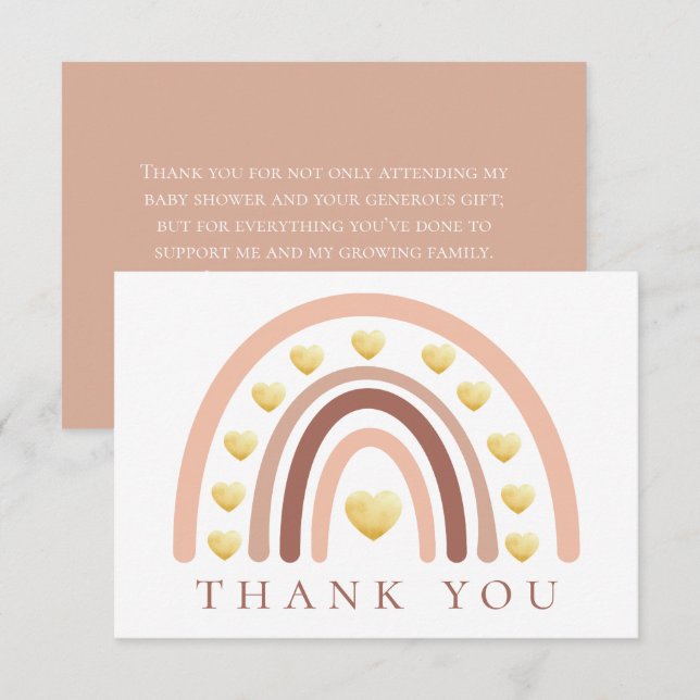 Tarjeta De Agradecimiento Rubor Boho Rainbow Baby Shower (Anverso / Reverso)