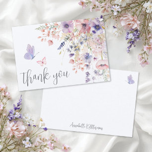 Tarjeta De Agradecimiento Rubor de Mariposa Rosa Púrpura Flor Silvestre