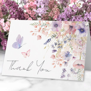 Tarjeta De Agradecimiento Rubor de Mariposa Rosa Púrpura Flor Silvestre