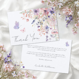 Tarjeta De Agradecimiento Rubor de Mariposa Rosa Púrpura Flor Silvestre