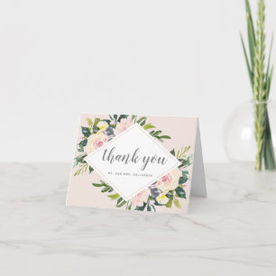 Tarjeta De Agradecimiento Rubor de Spring Florals   Boda doblado Gracias