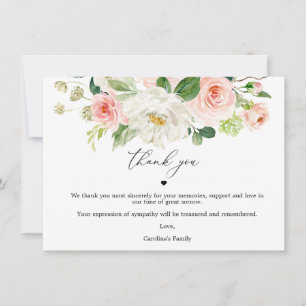 Tarjeta De Agradecimiento Rubor Floral Celebración De La Vida Gracias Cartas
