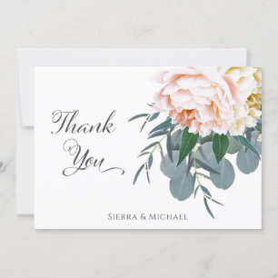 Tarjeta De Agradecimiento Rubor Floral Peony Eucalyptus Greenerenery Gracias
