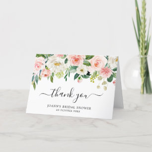 Tarjeta De Agradecimiento Rubor Florals Botanals Bridal Shower Gracias
